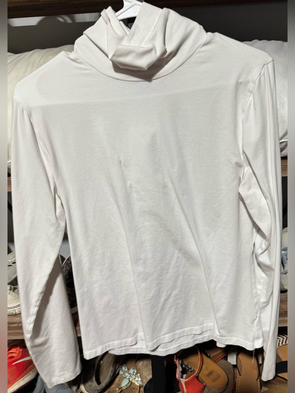 Time and Tru White Long-Sleeve Turtleneck Shirt